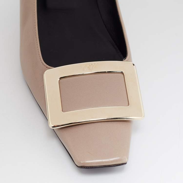Pre Owned Roger Vivier Taupe Leather Belle Pumps Size 37