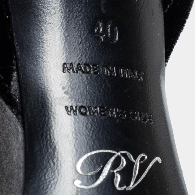 مملوكة مسبقًا Roger Vivier Black Velvet Crystal Embellished Sandals Size 40