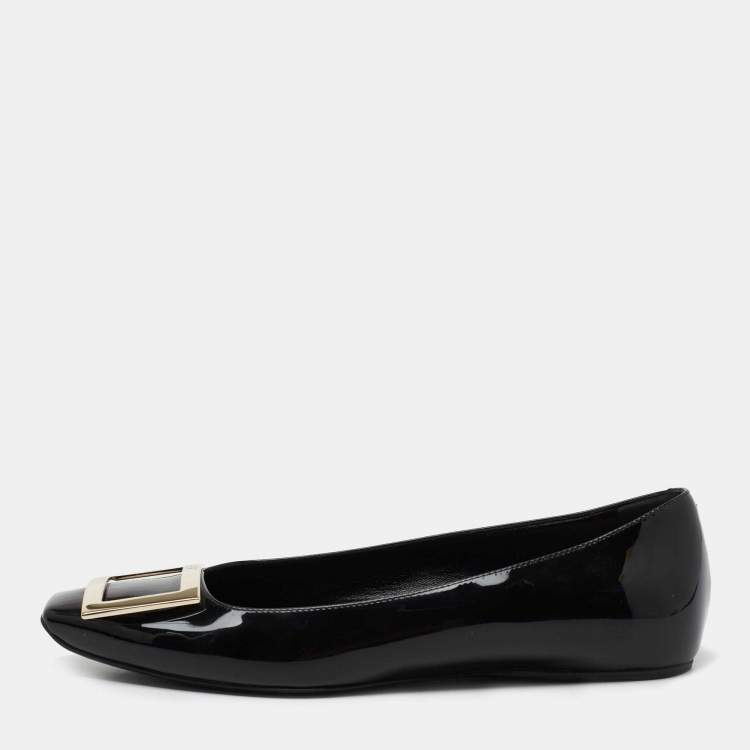 Roger Vivier Black Patent Leather Trompette Ballet Flats Size 36.5 ...