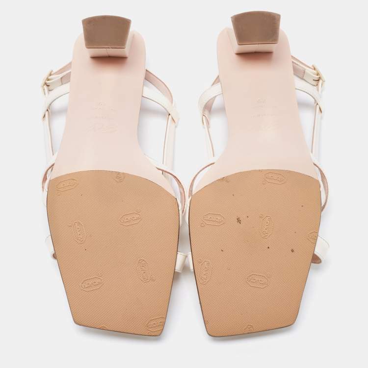 Pre Owned Roger Vivier White Patent Leather Belle Vivier Slingback Sandals Size 42