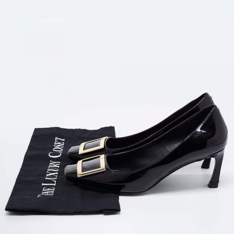 Pre Owned Roger Vivier Black Patent Leather Trompette Pumps Size 40 