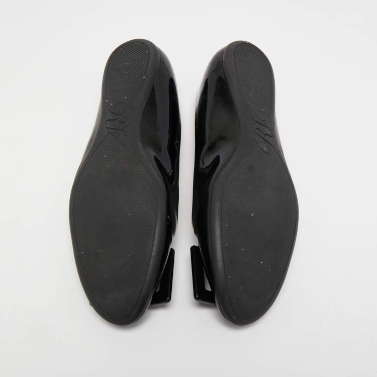 Pre Owned Roger Vivier Black Patent Leather Gommette Ballet Flats Size 39.5