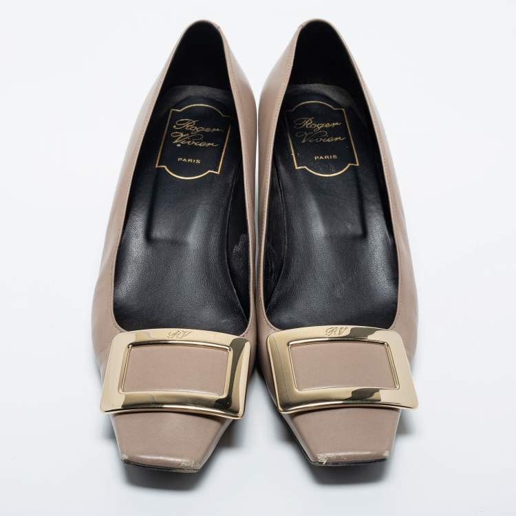 Pre Owned Roger Vivier Beige Leather Trompette Pumps Size 37