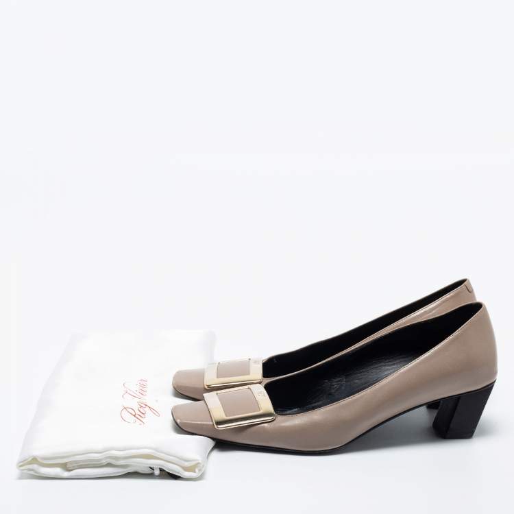 Pre Owned Roger Vivier Beige Leather Trompette Pumps Size 37