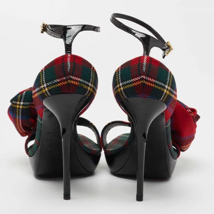Pre Owned Roger Vivier Multicolor Fabric and Patent Leather Flower Detail Ankle Strap Sandals Size 36