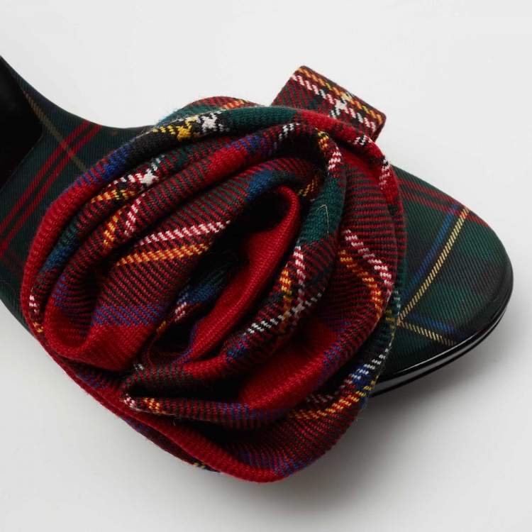 Pre Owned Roger Vivier Multicolor Fabric and Patent Leather Flower Detail Ankle Strap Sandals Size 36