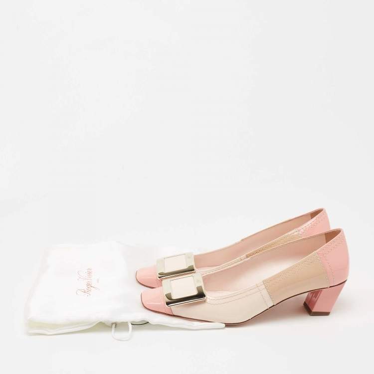 Pre Owned Roger Vivier Multicolor Patent Leather Trompette Color Block Pumps Size 35