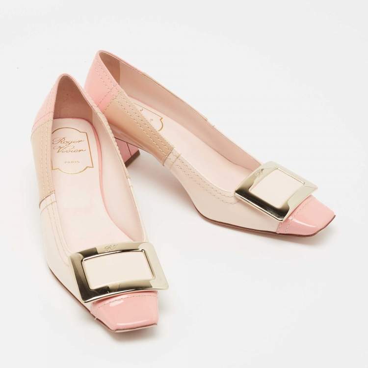 Pre Owned Roger Vivier Multicolor Patent Leather Trompette Color Block Pumps Size 35