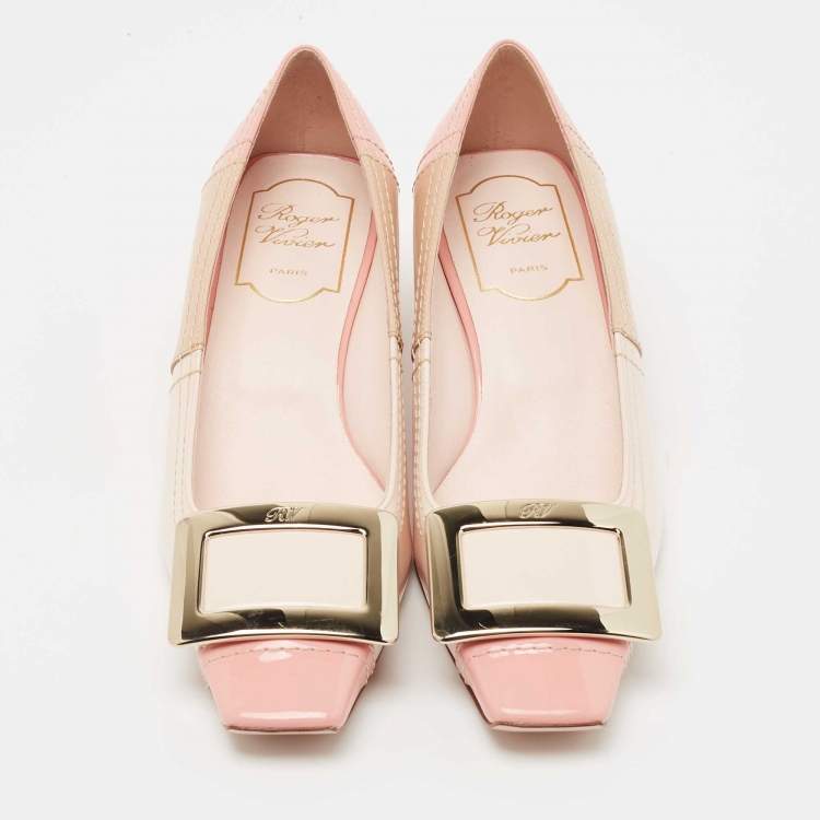 Pre Owned Roger Vivier Multicolor Patent Leather Trompette Color Block Pumps Size 35