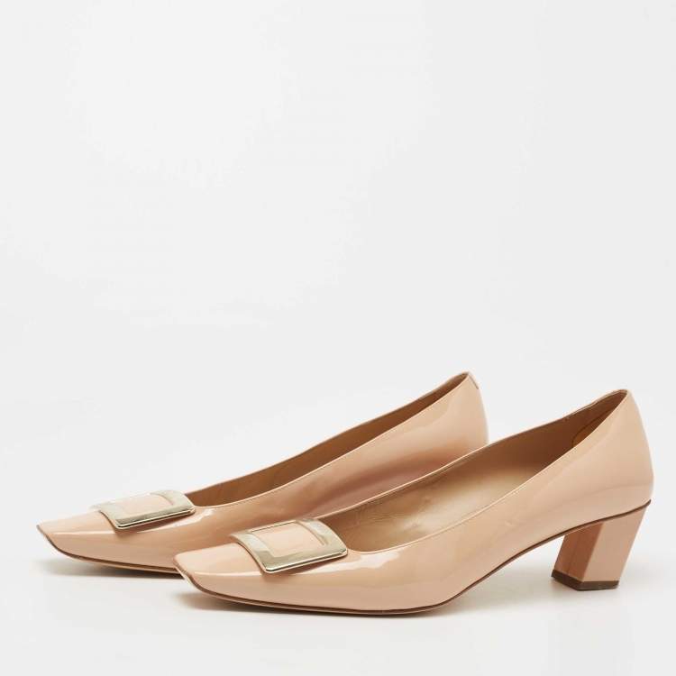 Pre Owned Roger Vivier Beige Patent Leather Trompette Pumps Size 41