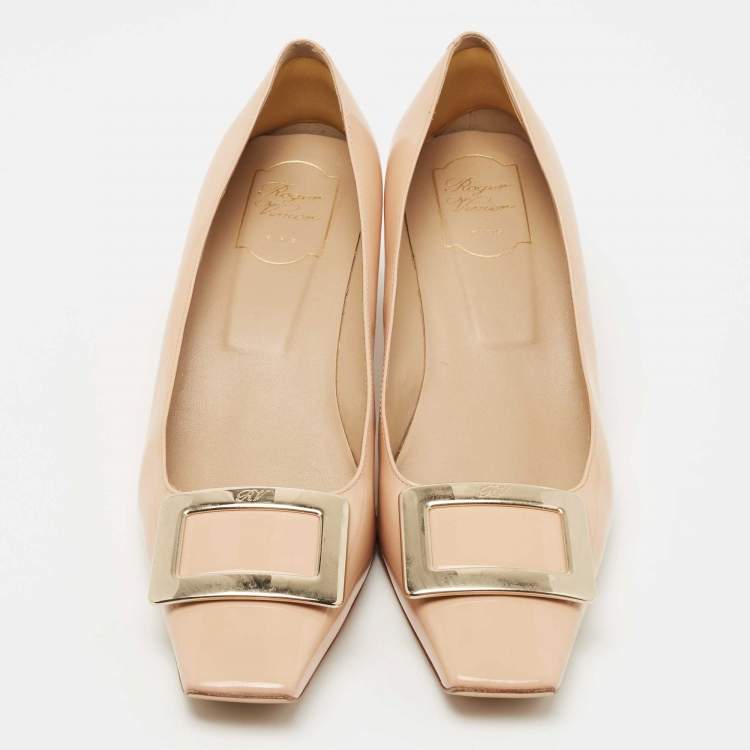 Pre Owned Roger Vivier Beige Patent Leather Trompette Pumps Size 41