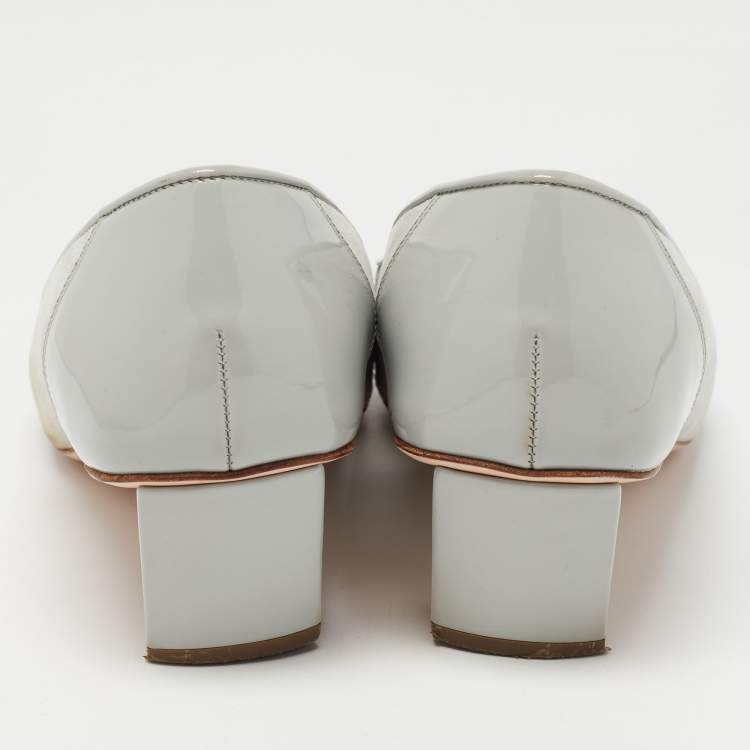 Pre Owned Roger Vivier Grey  Patent and Suede Trompette Pumps Size 36.5