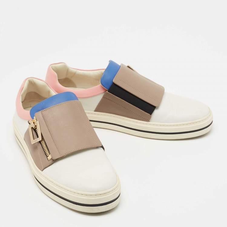 Pre Owned Roger Vivier Multicolor Leather Sneaky Viv Zip Sneakers Size 39