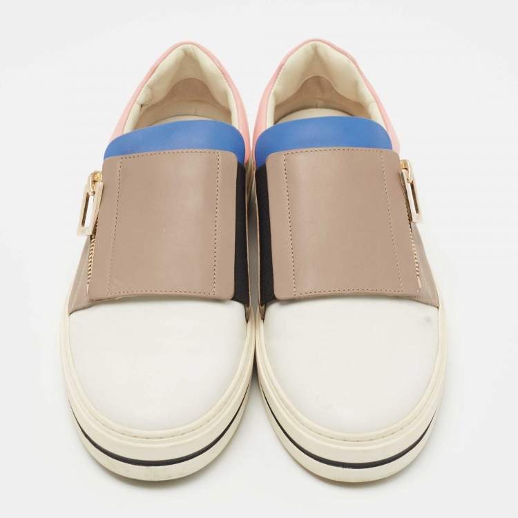Pre Owned Roger Vivier Multicolor Leather Sneaky Viv Zip Sneakers Size 39