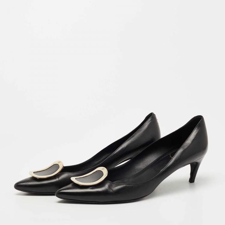 Pre Owned Roger Vivier Black Leather Trompette Pumps Size 40 