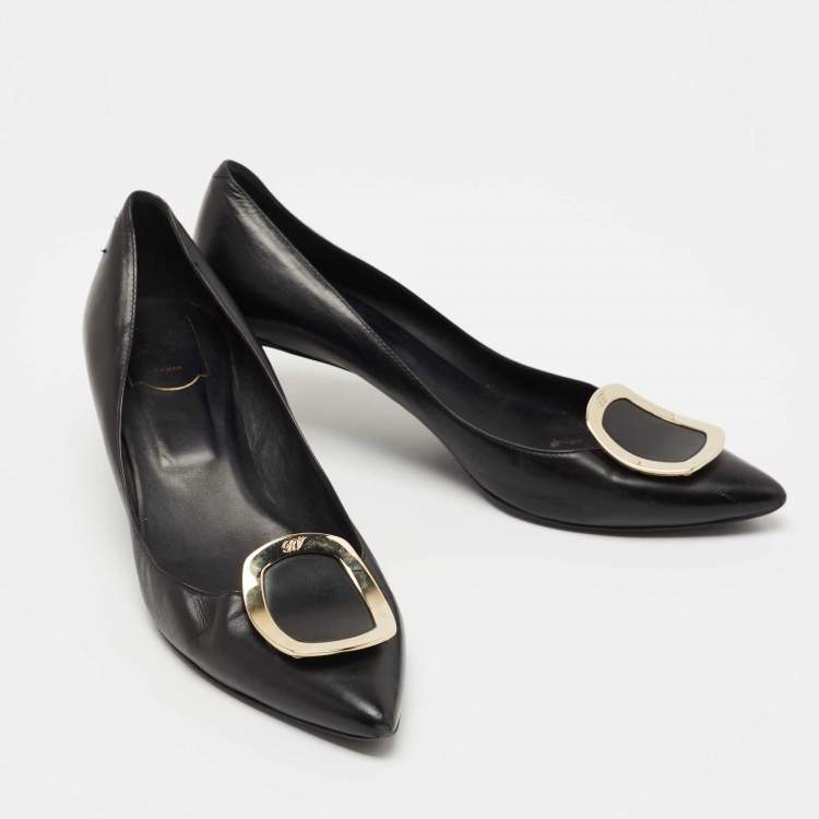 Pre Owned Roger Vivier Black Leather Trompette Pumps Size 40 
