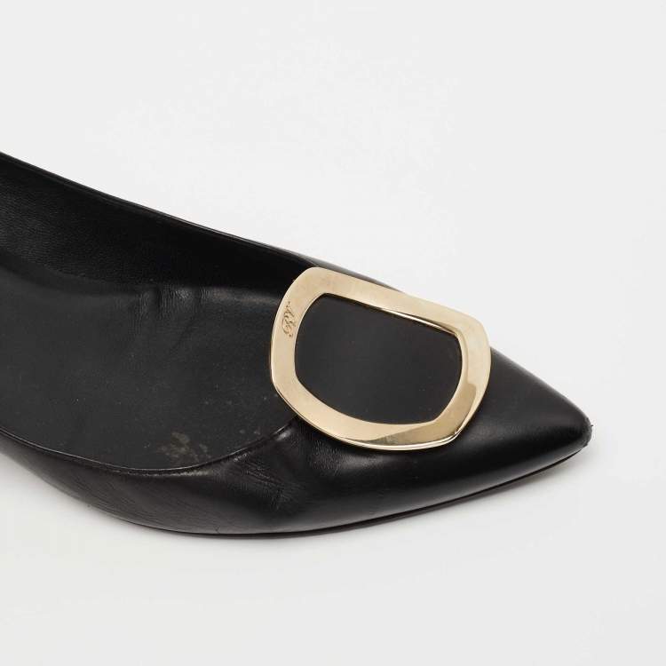 Pre Owned Roger Vivier Black Leather Trompette Pumps Size 40 