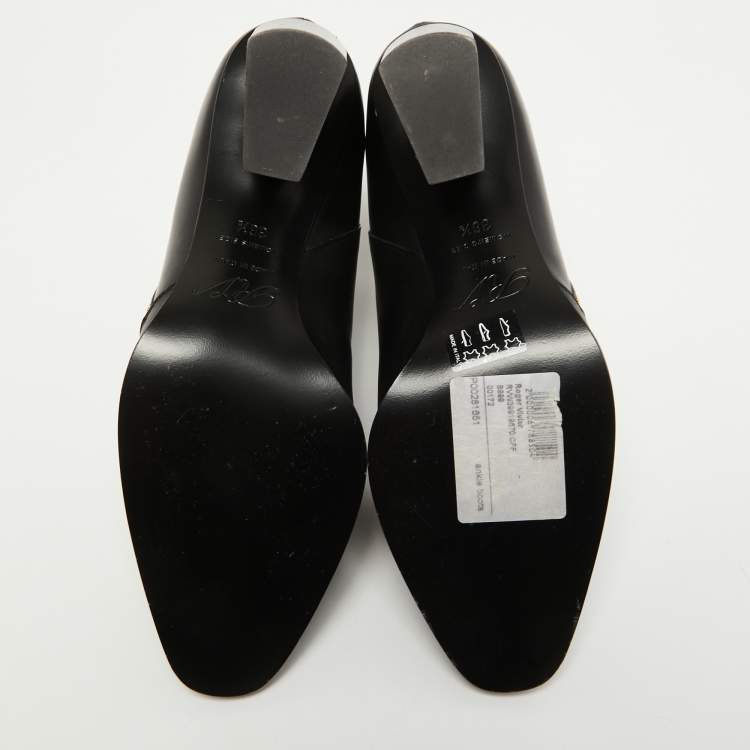 Pre Owned Roger Vivier Black Leather Ankle Boots Size 36.5
