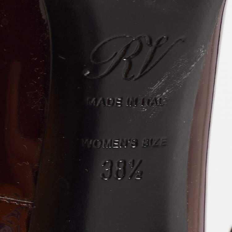 Pre Owned Roger Vivier Dark Burgundy Patent Leather Belle Vivier Trompette Pumps Size 38.5