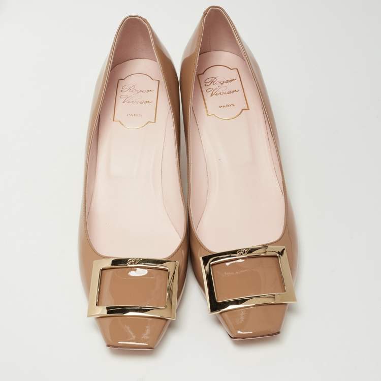 Pre Owned Roger Vivier Brown Patent Leather Trompette Pumps Size 40