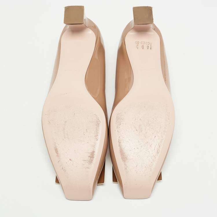 Pre Owned Roger Vivier Brown Patent Leather Trompette Pumps Size 40