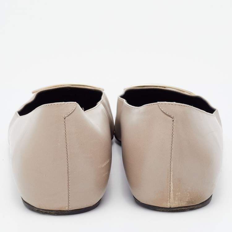Pre Owned Roger Vivier Beige Leather Belle Ballet Flats Size 40