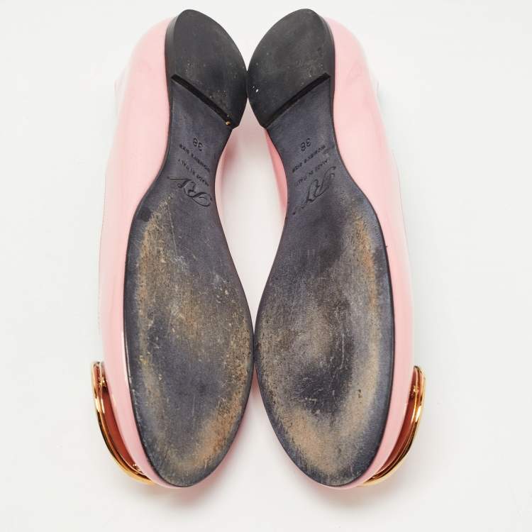 Pre Owned Roger Vivier Pink Patent Leather  Morbida Ballet Flats Size 38