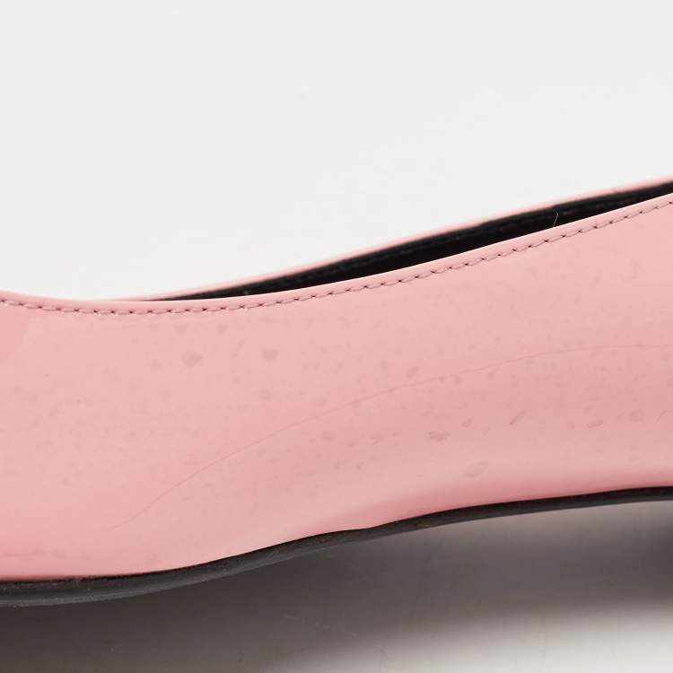 Pre Owned Roger Vivier Pink Patent Leather  Morbida Ballet Flats Size 38