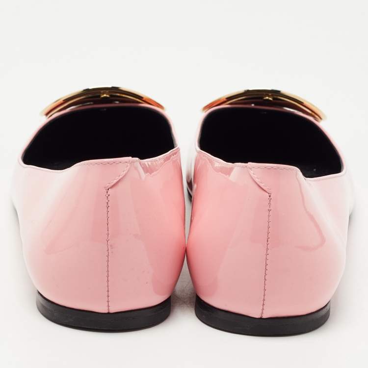Pre Owned Roger Vivier Pink Patent Leather  Morbida Ballet Flats Size 38