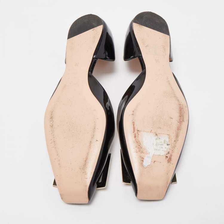 Pre Owned Roger Vivier Black Patent Leather Trompette D'orsay Ballet Flats Size 36