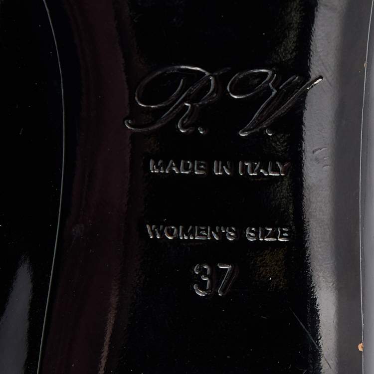 Pre Owned Roger Vivier Black Patent Leather Buckle Detail Pumps Size 37