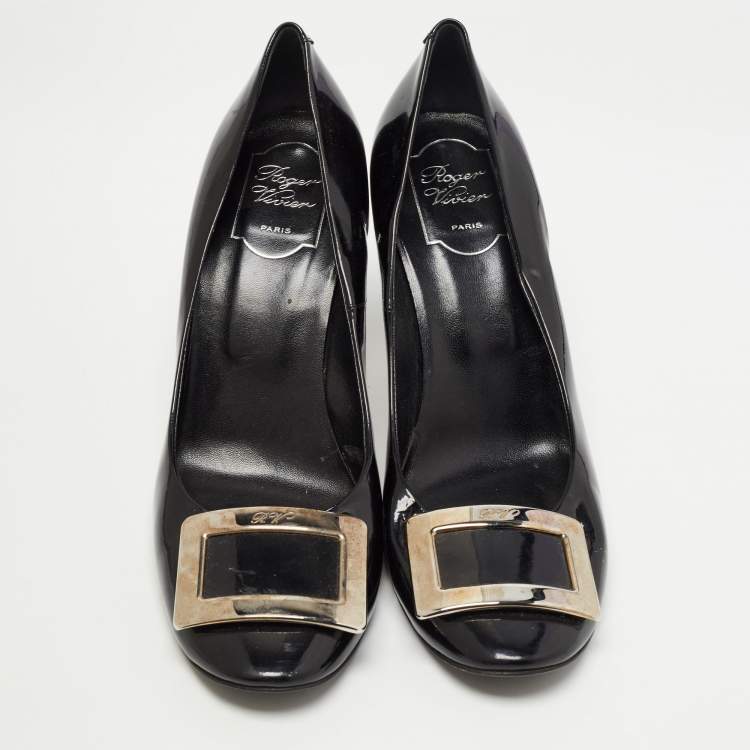 Pre Owned Roger Vivier Black Patent Leather Trompette Pumps Size 40.5
