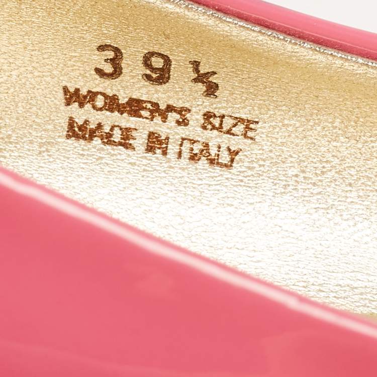 Pre Owned Roger Vivier Pink Patent Leather Gommette Ballet Flats Size 39.5