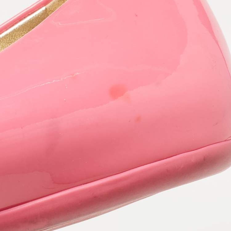 Pre Owned Roger Vivier Pink Patent Leather Gommette Ballet Flats Size 39.5