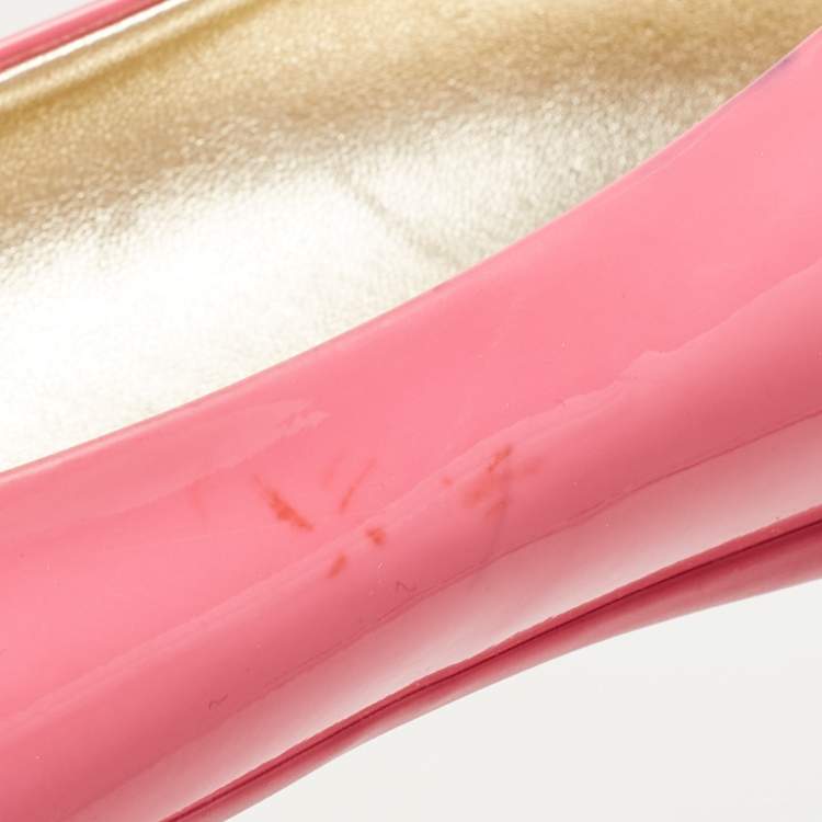 Pre Owned Roger Vivier Pink Patent Leather Gommette Ballet Flats Size 39.5