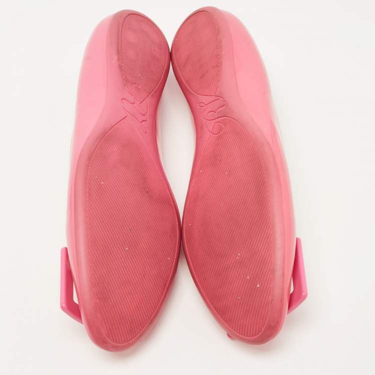 Pre Owned Roger Vivier Pink Patent Leather Gommette Ballet Flats Size 39.5