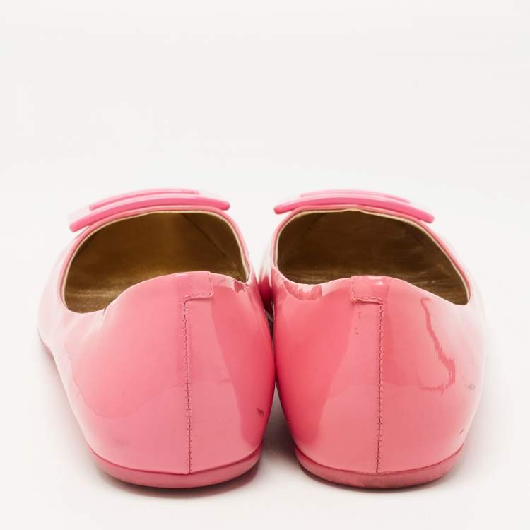 Pre Owned Roger Vivier Pink Patent Leather Gommette Ballet Flats Size 39.5