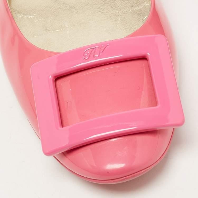 Pre Owned Roger Vivier Pink Patent Leather Gommette Ballet Flats Size 39.5