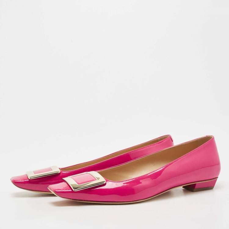Pre Owned Roger Vivier Pink Patent Ballet Flats Size 37
