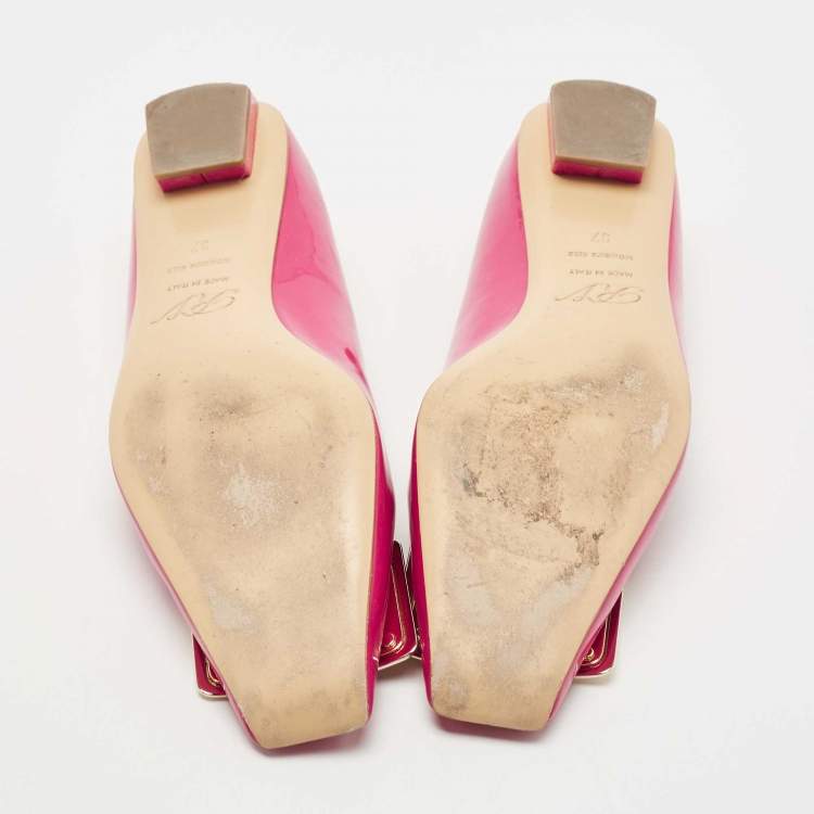 Pre Owned Roger Vivier Pink Patent Ballet Flats Size 37