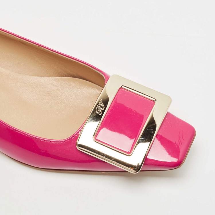 Pre Owned Roger Vivier Pink Patent Ballet Flats Size 37