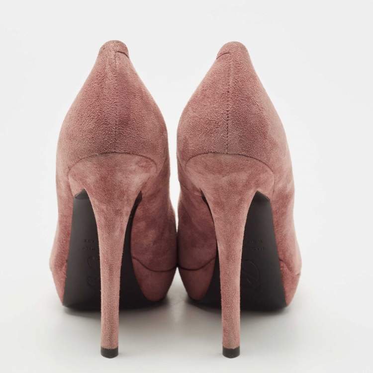 Pre Owned Roger Vivier Purple Suede Buckle Platform Pumps Size 37