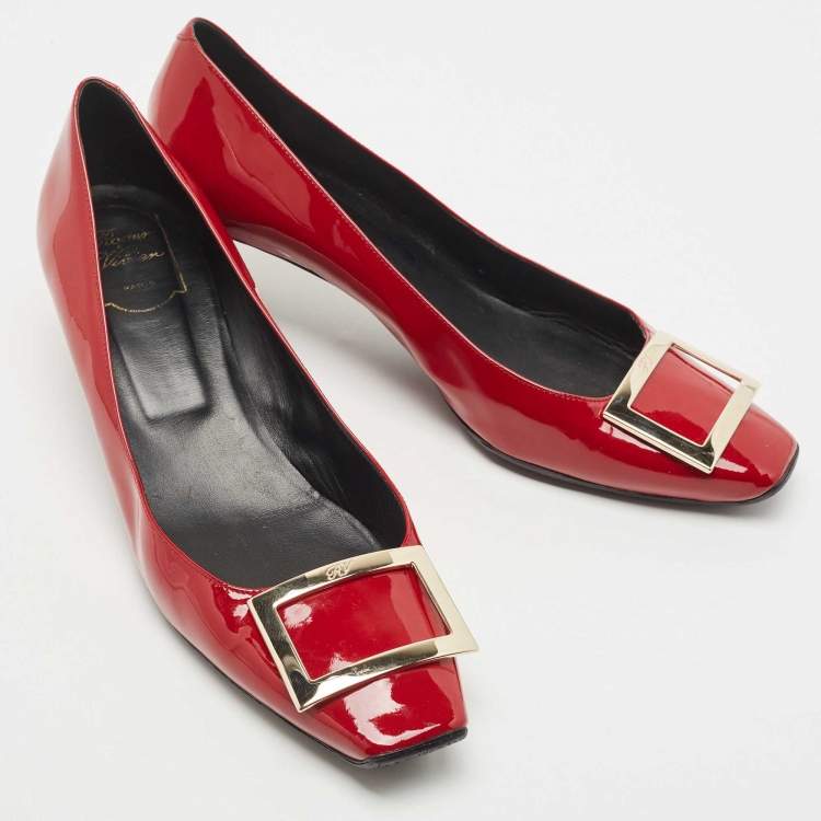 Pre Owned Roger Vivier Dark Red Patent Leather Belle Vivier Pumps Size 41