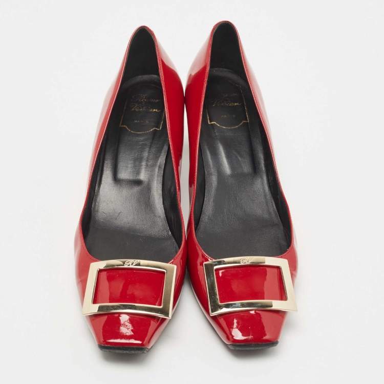 Pre Owned Roger Vivier Dark Red Patent Leather Belle Vivier Pumps Size 41