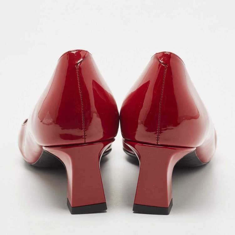 Pre Owned Roger Vivier Dark Red Patent Leather Belle Vivier Pumps Size 41