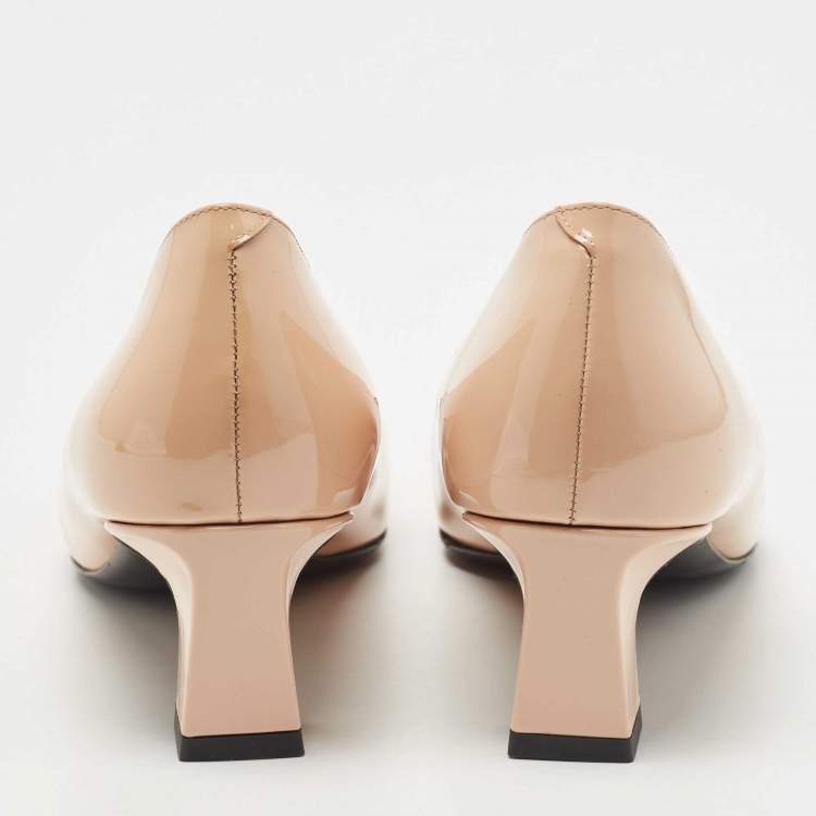 Pre Owned Roger Vivier Beige Patent Leather Belle Vivier Pumps Size 41.5