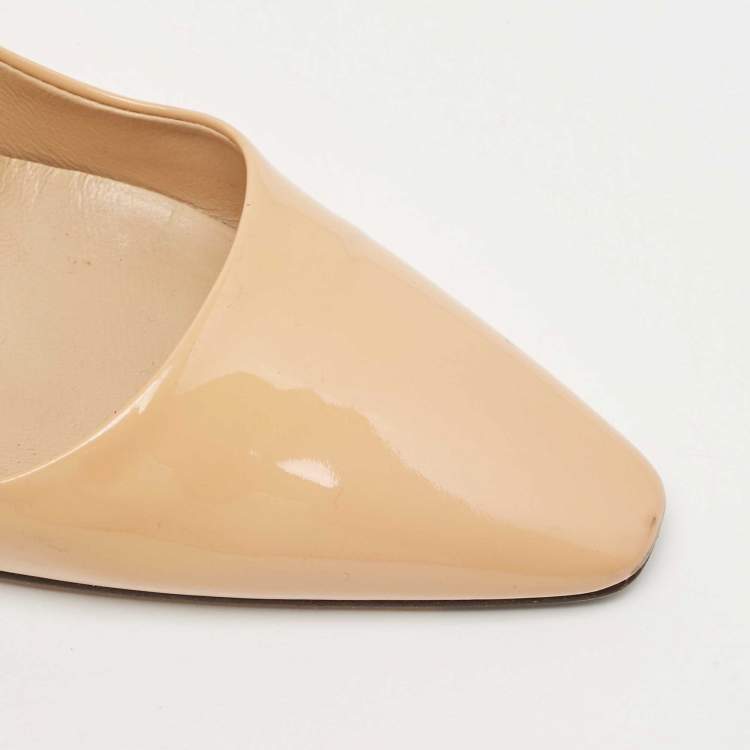 Pre Owned Roger Vivier Beige Patent Leather Pointed Toe Pumps Size 35