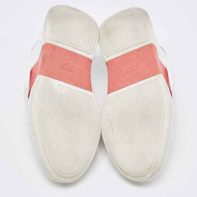 Pre Owned Roger Vivier White Leather Viv Skate Sneakers Size 35.5