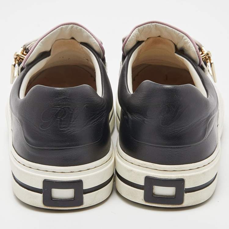 Pre Owned Roger Vivier Tricolor Leather Sneaky Viv Zip Sneakers Size 36