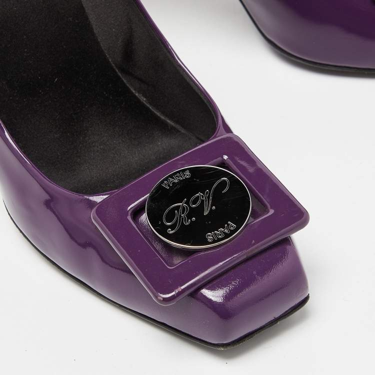 Pre Owned Roger Vivier Purple Patent Leather Pumps Size 38